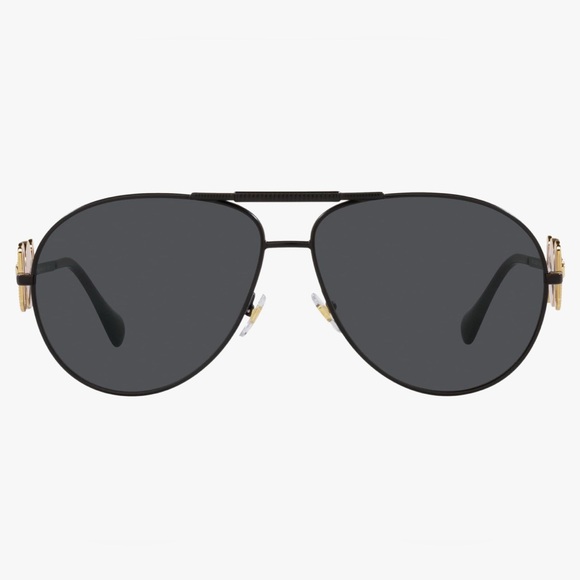 Versace Unisex Aviator Sunglasses black matte Frame, Brown/Black Len… - Picture 3 of 5